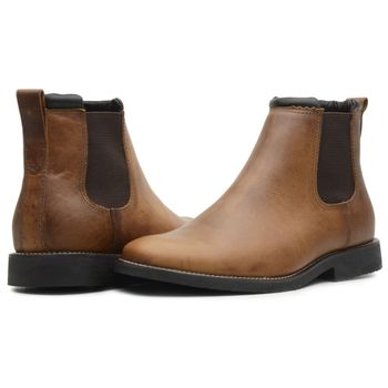 BOTA CHELSEA ANATÔMICA COURO RÚSTICO FOSCO CARAMELO ALMOFADADA - Xucrão Boots | Botas e Botinas Country Premium