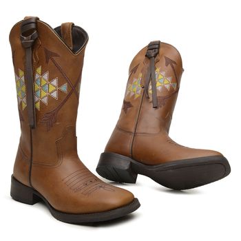 Bota Feminina Texana Asteca Couro Rústico Caramelo - Xucrão Boots | Botas e Botinas Country Premium