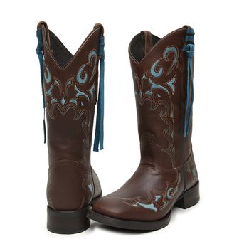 Bota Feminina Texana Asteca Couro Rústico Tabaco - Xucrão Boots | Botas e Botinas Country Premium