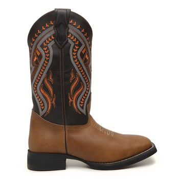 BOTA MASCULINA TEXANA COURO RÚSTICO BORDADO CARAMELO - CAFÉ - Xucrão Boots | Botas e Botinas Country Premium