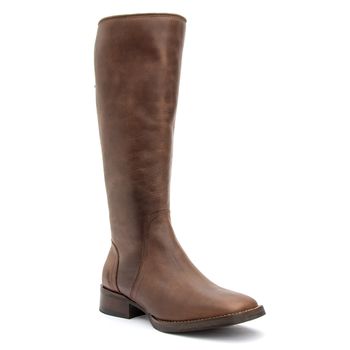 Bota Feminina Montaria Bico Quadrado em Couro Tabaco Solado Borracha Pré-Frezado - Xucrão Boots | Botas e Botinas Country Premium