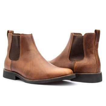 BOTA CHELSEA ANATÔMICA COURO RÚSTICO FOSCO CARAMELO - Xucrão Boots | Botas e Botinas Country Premium