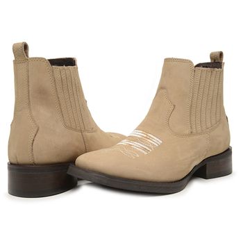 TEXANA FEMININA BICO QUADRADO FLORÃO NOBUCK PALHA - Xucrão Boots | Botas e Botinas Country Premium