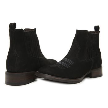 TEXANA FEMININA BICO QUADRADO FLORÃO NOBUCK PRETO - Xucrão Boots | Botas e Botinas Country Premium