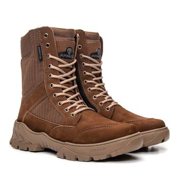 Bota Coturno Em Couro Militar Armata Leopard- Coyote Com Ziper - ARMATA BOTAS