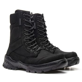 Bota Coturno Em Couro Militar Armata Leopard- Preto Nobuck - ARMATA BOTAS