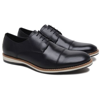 Sapato Casual Masculino em Couro Preto Ravi - BERGANNO