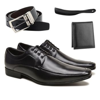 kit Social Magnum Preto + Cinto Dupla Face + Carte... - BERGANNO