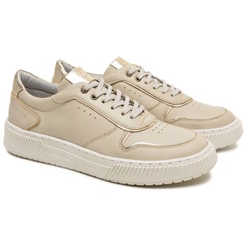 Tênis Casual Feminino em Couro Off White Isa - BERGANNO