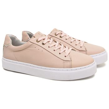 Tênis Casual Feminino em Couro Nude Maitê - BERGANNO