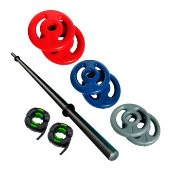 Kit 1 barra p/ pump oca c/ lock jaw + 1 par anilha... - Iniciativa Fitness