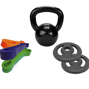 KIT TREINO ANILHA 4KG EMBORRACHADA PAR, KETTLEBELL... - Iniciativa Fitness