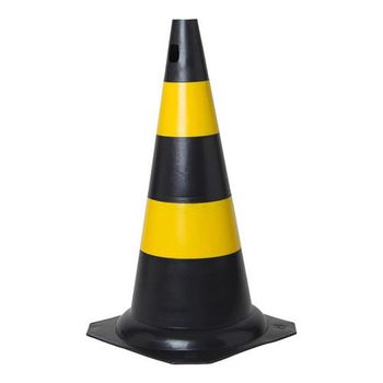 Cone Sinalização de PVC 75cm Preto e Amarelo - 052... - Casa da Borracha