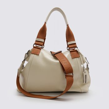 Bolsa grande ombro e transversal OFF WHITE com alça em gorgurão REF:DM-24G - Daniella Marques | Bolsas Femininas em Couro