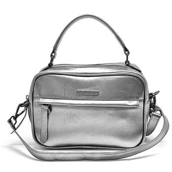 Bolsa Pequena 2 Zíper Couro Legítimo Inox - Daniella Marques | Bolsas Femininas em Couro