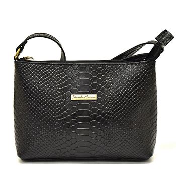 Bolsa Feminina Pequena transversal croco preta DM-22CR - Daniella Marques | Bolsas Femininas em Couro