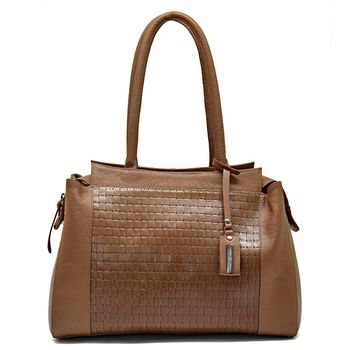 Bolsa Feminina Grande Couro Legitimo Alça Ombro Caramelo DM-23 - Daniella Marques | Bolsas Femininas em Couro
