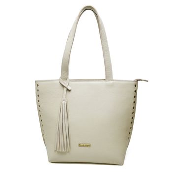 Bolsa grande couro legitimo off white REF:DM-03 - Daniella Marques | Bolsas Femininas em Couro