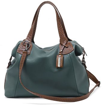 Bolsa grande couro legitimo verde militar com alças caramelo ref:dm-01 - Daniella Marques | Bolsas Femininas em Couro