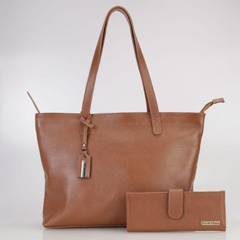  kIT Bolsa Feminina Grande sacola couro legitimo E Carteira CARAMELO ref:DM-25B - Daniella Marques | Bolsas Femininas em Couro