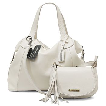 Bolsa grande e mini couro legitimo off white ref:DM-01A - Daniella Marques | Bolsas Femininas em Couro