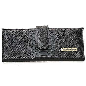 Carteira Couro Legítimo croco preta ref:DM-04CR - Daniella Marques | Bolsas Femininas em Couro