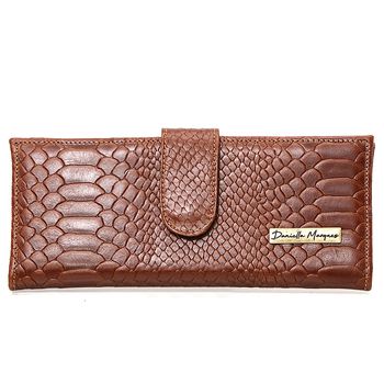 Carteira Couro Legítimo croco caramelo ref:DM-04CR - Daniella Marques | Bolsas Femininas em Couro