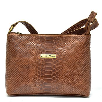 Bolsa Feminina Pequena transversal croco caramelo DM-22CR - Daniella Marques | Bolsas Femininas em Couro