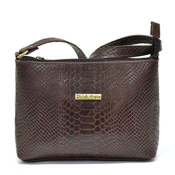 Bolsa Feminina Pequena Transversal croco chocolate DM-22CR - Daniella Marques | Bolsas Femininas em Couro