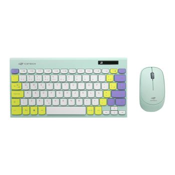 Kit Teclado + Mouse Sem Fio K-W71GN Verde TKL C3Te... - BULLPAD
