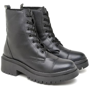 9308 Bota Coturno Cano Médio Napa Preto - ELLA´S ONLINE | Calçados e Acessórios Femininos