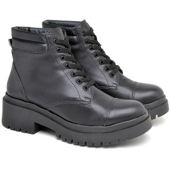 9309 Bota Coturno Cano Curto Napa Preto - ELLA´S ONLINE | Calçados e Acessórios Femininos