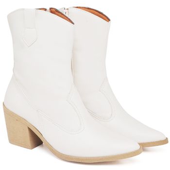 9812 Bota Texana Western Country Cano Baixo Napa Off White - ELLA´S ONLINE | Calçados e Acessórios Femininos