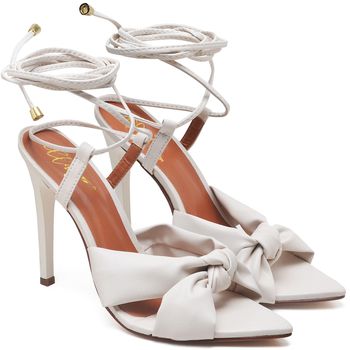 7954 Sandália Salto Alto Bico Folha Napa Off White - ELLA´S ONLINE | Calçados e Acessórios Femininos