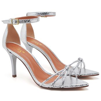 8912 Sandália Salto Médio Bico Folha Cristal Prata - ELLA´S ONLINE | Calçados e Acessórios Femininos