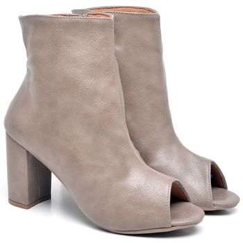 8364 Bota Ankle Cano Curto Salto Grosso Médio Napa Destroyed Taupe - ELLA´S ONLINE | Calçados e Acessórios Femininos