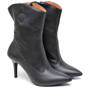 9113 Bota Texas Cano Médio Salto Fino Médio Napa Preto - ELLA´S ONLINE | Calçados e Acessórios Femininos