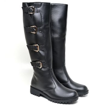 9918 Bota Biker Cano Alto Sola Tratorada Napa Preto - ELLA´S ONLINE | Calçados e Acessórios Femininos