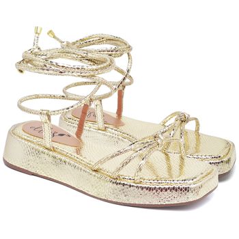 11018 Sandália Flat Cristal Ouro Light - ELLA´S ONLINE | Calçados e Acessórios Femininos