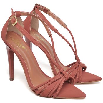 7921 Sandália Salto Alto Nobuck Bico Folha Rust - ELLA´S ONLINE | Calçados e Acessórios Femininos