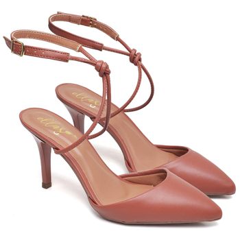 8927 Sandália Salto Médio Napa Bico Folha Blush - ELLA´S ONLINE | Calçados e Acessórios Femininos