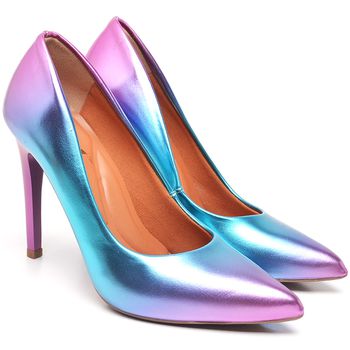 Scarpin Salto Alto Degrade Metal Turquesa - ELLA´S ONLINE | Calçados e Acessórios Femininos