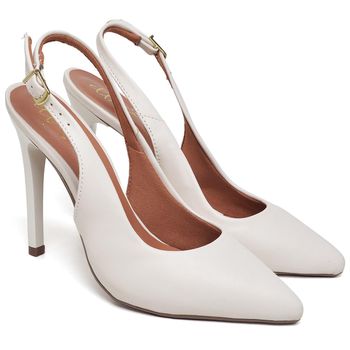 7968 Scarpin Slingback Salto Alto Napa Off White - ELLA´S ONLINE | Calçados e Acessórios Femininos