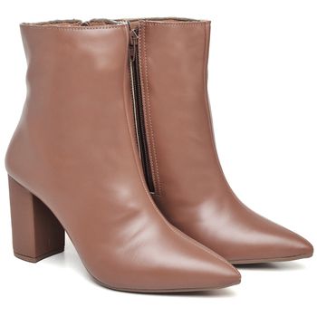 9501 Bota Cano Curto Salto Grosso Médio Napa Caramelo - ELLA´S ONLINE | Calçados e Acessórios Femininos
