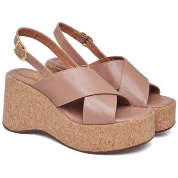 12103 Sandália Anabela Salto Alto Napa Mocha Mousse - ELLA´S ONLINE | Calçados e Acessórios Femininos