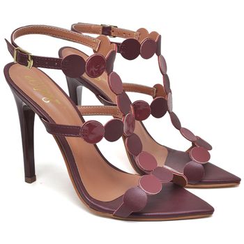 7963 Sandália Salto Alto Bico Folha Napa/Verniz Marsala - ELLA´S ONLINE | Calçados e Acessórios Femininos