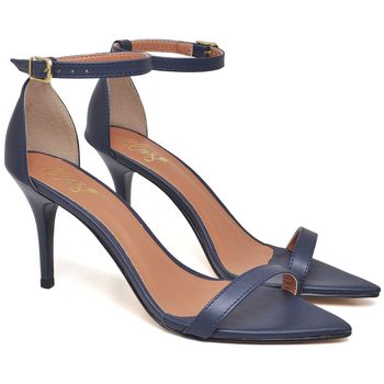 8910 Sandália Salto Médio Bico Folha Napa Navy - ELLA´S ONLINE | Calçados e Acessórios Femininos