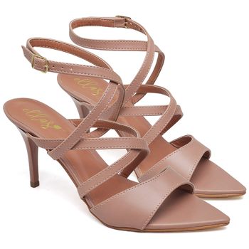 8972 Sandália Salto Médio Bico Folha Napa Mocha Mousse - ELLA´S ONLINE | Calçados e Acessórios Femininos