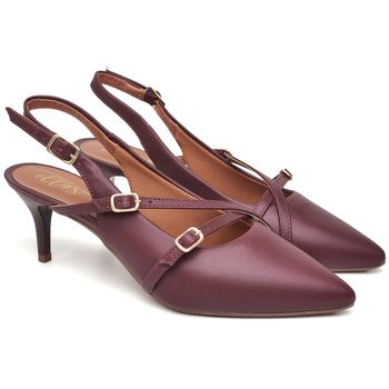 3271 Scarpin Slingback Salto Baixo Napa Marsala - ELLA´S ONLINE | Calçados e Acessórios Femininos