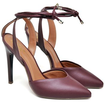 7916 Scarpin Salto Alto Bico Folha Napa Marsala - ELLA´S ONLINE | Calçados e Acessórios Femininos